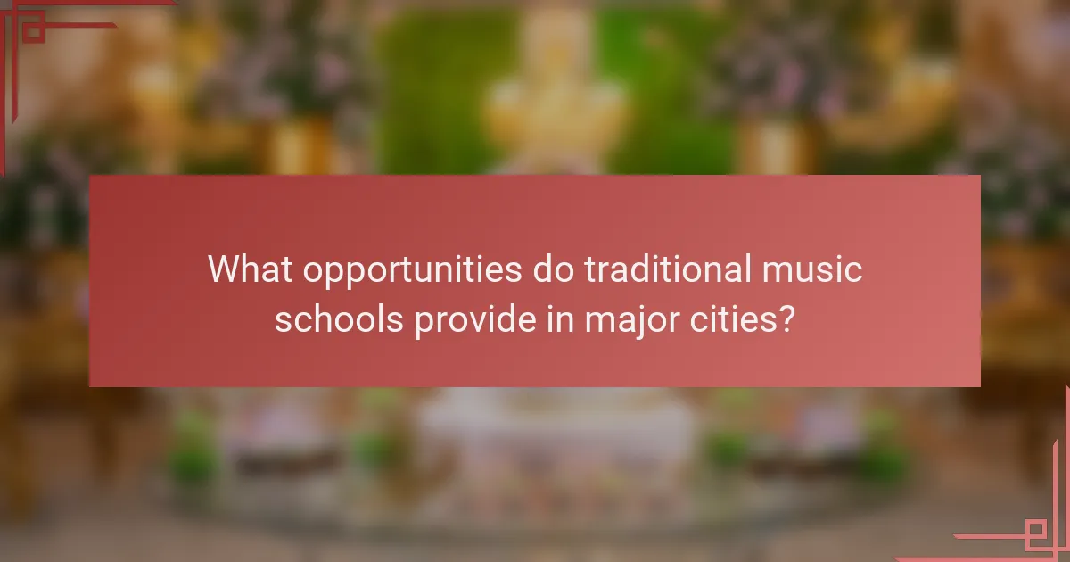 What opportunities do traditional music schools provide in major cities?